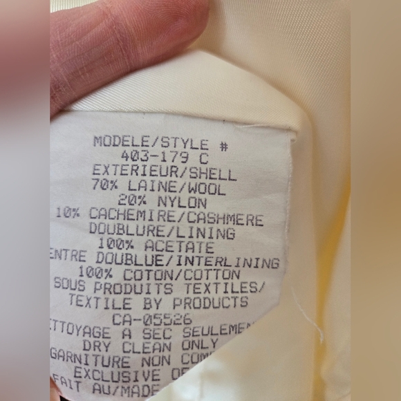 VINTAGE NICOLE Wool And Cashmere Cream Full Length Women's Coat. Size 10 - Picture 7 of 13
